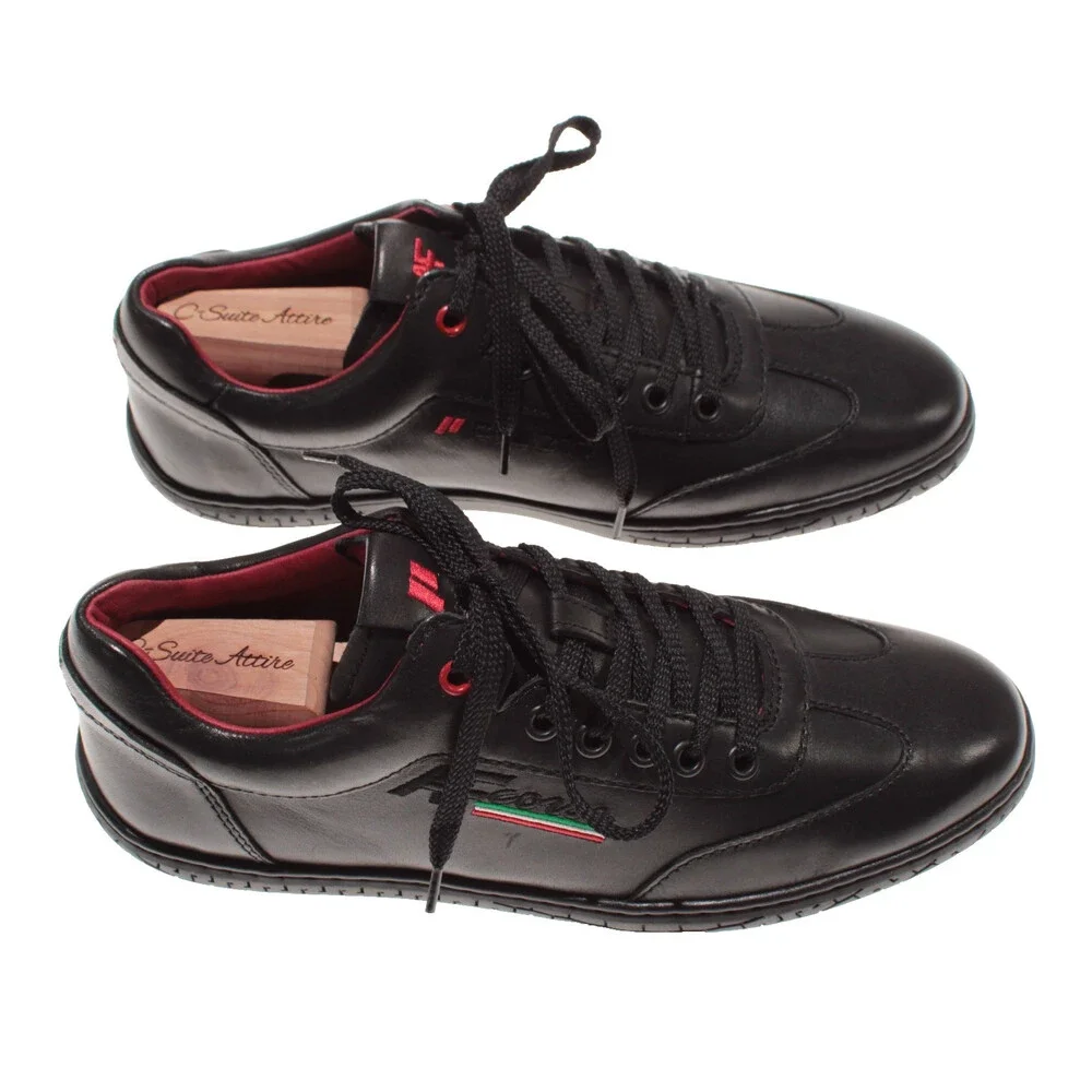 Piloti NWB Shift AF Corse Lace Up Driving Sneakers Size 7 US in Black Leather
